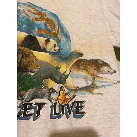 Animal Tee X Vintage Live and Let Live Wildlife Animals Earth shirt Habitat XCIl - Picture 8 of 15